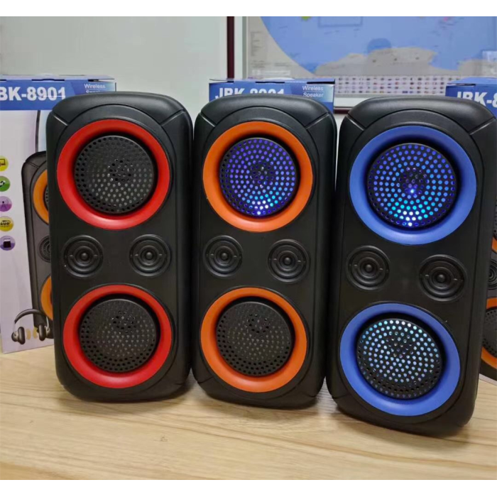 Портативна бездротова Bluetooth колонка 10Вт JBK-8901 USB, FM, акустична система з музичним підсвічуванням