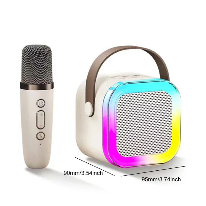 Портативна Bluetooth колонка з 2 мікрофонами K12 бездротове міні караоке з RGB підсвічуванням