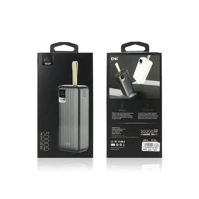 Зовнішній акумулятор Power Bank 30000мАч 22,5Вт KP KPG-310