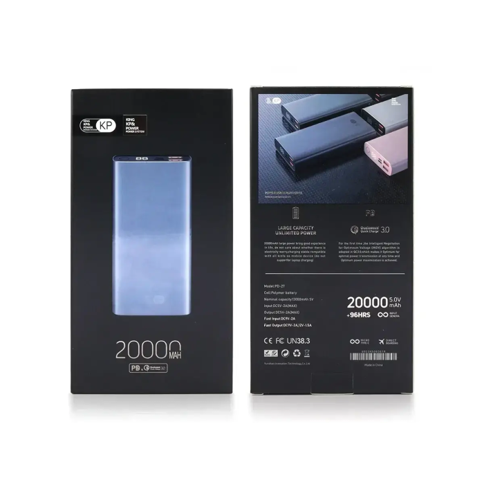 Портативний зарядний пристрій (power bank) 20000 мАг KP PD-27 повербанк 2xUSB