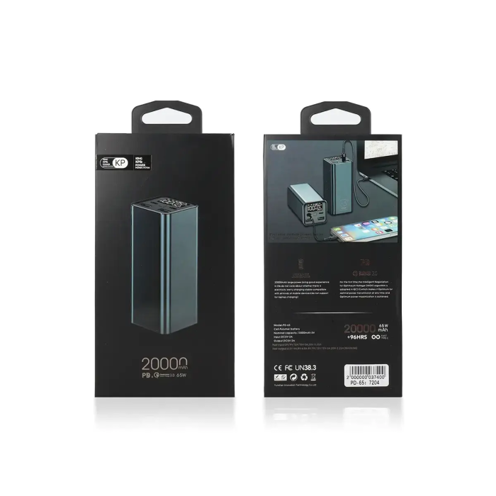 Зовнішній акумулятор Power Bank KP PD-65 20000 мАг 65Вт PD+QC3.0