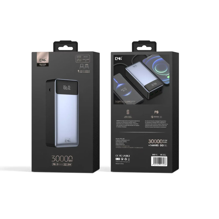 Зовнішній акумулятор Power Bank King Power KPG-307 22.5W PD зі швидкою зарядкою – 30000 mAh