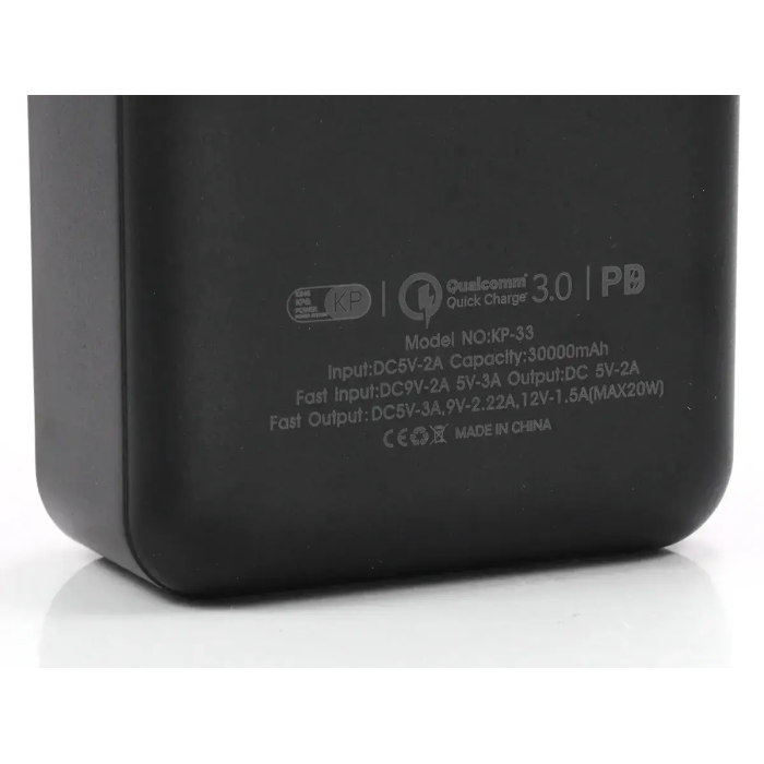 Потужний повербанк King Power 30000 mAh KP-33 Power Bank із швидкою зарядкою