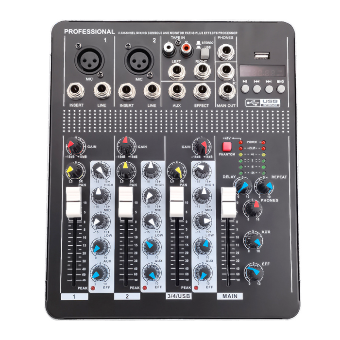 Профессиональный микшерный пульт аудио микшер Mixer BT 4000 2ch. + BT