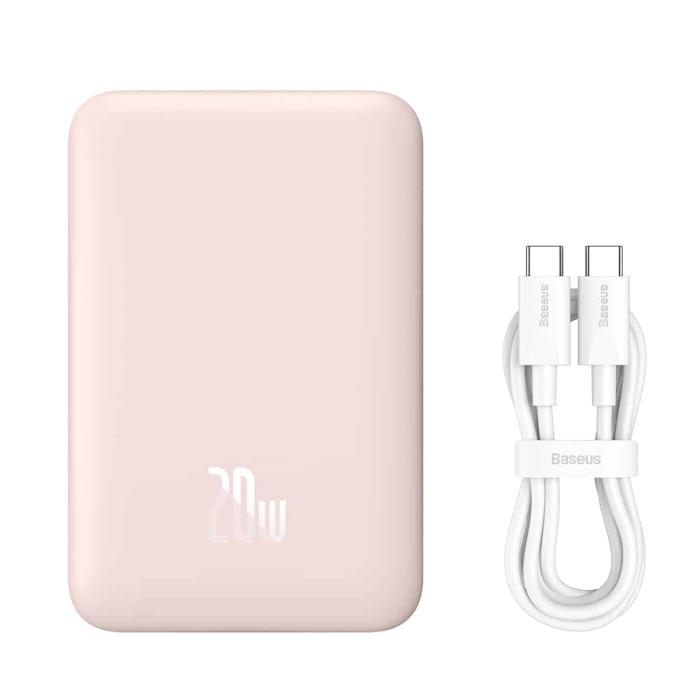 Портативний акумулятор із бездротовою зарядкою Baseus Magnetic Wireless Charging Power bank 10000mAh 20W (PPCX030004) Рожевий