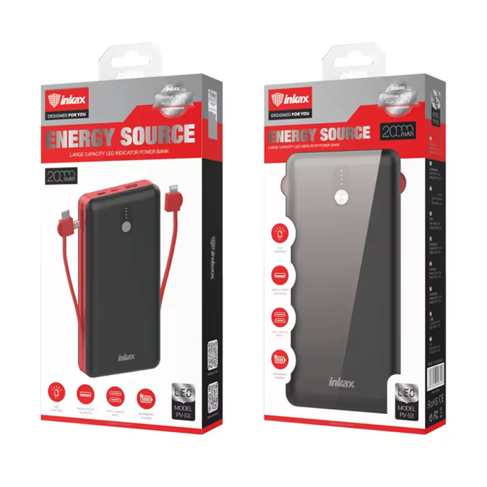 Повербанк Inkax PV-53 20000 mAh 3 кабелі