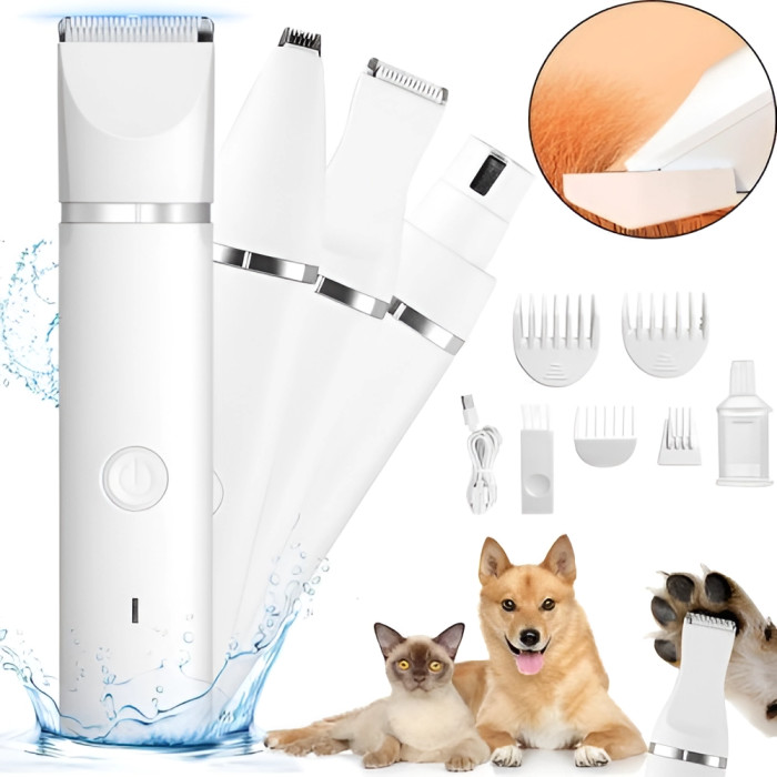 Беспроводная машинка для стрижки домашних животных 4 в 1 Pet Hair Cutter AND391 аккумуляторная для груминга собак и кошек