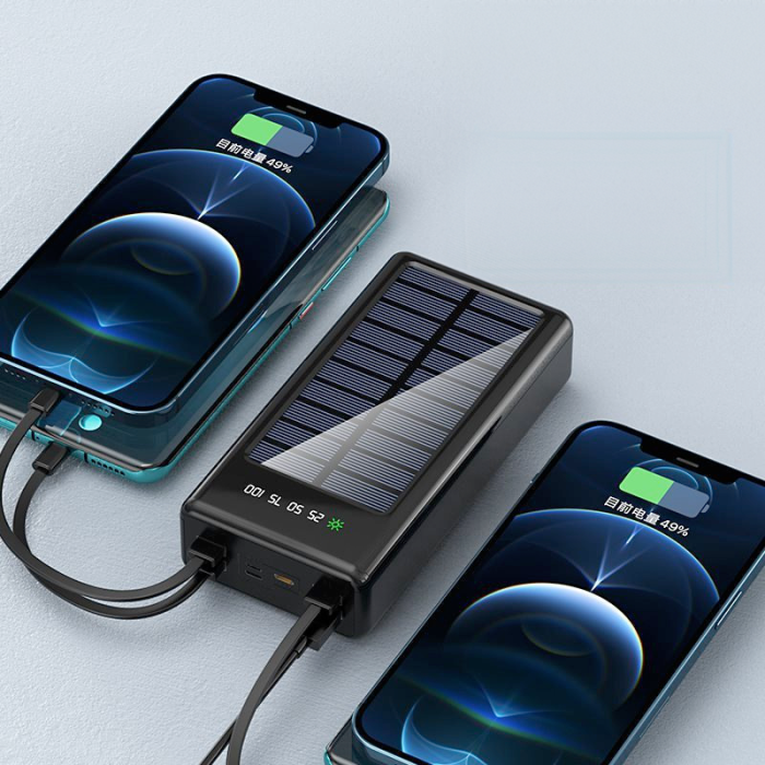 Power Bank UKC 60000mAh із сонячною панеллю 4 USB + 3 зарядні кабелі в комплекті