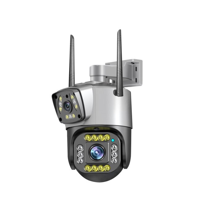 Уличная IP камера видеонаблюдения Qettopo V380 на 2 объектива с 8MP поворотная