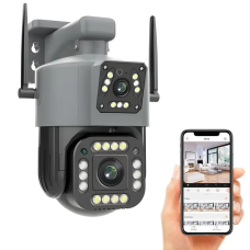 Уличная IP камера видеонаблюдения Qettopo V380 на 2 объектива с 8MP поворотная