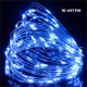 Гірлянда мідний дріт (краплі роси) B BLUE 100 Led 10 метрів працює від батарейок + USB (синє світло)