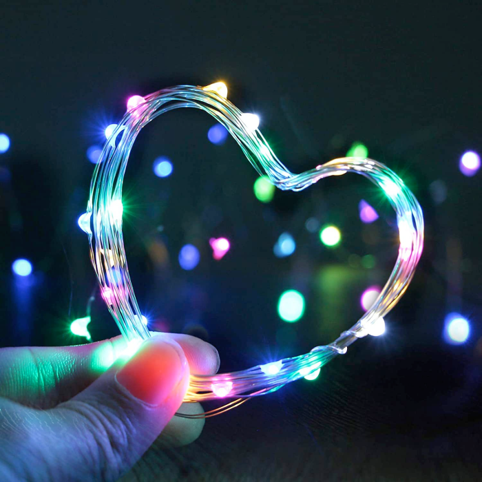 Гірлянда мідний дріт (краплі роси) M MULTI 200 Led 20 метрів працює від батарей + USB (різнобарвне світло)