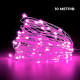 Гірлянда мідний дріт (краплі роси) P PINK 100 Led 10 метрів працює від батарейок + USB (рожеве світло)