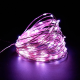 Гірлянда мідний дріт (краплі роси) P PINK 100 Led 10 метрів працює від батарейок + USB (рожеве світло)
