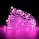 Гірлянда мідний дріт (краплі роси) P PINK 100 Led 10 метрів працює від батарейок + USB (рожеве світло)