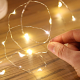 Гірлянда мідний дріт (краплі роси) WW WARM 50 Led 5 метрів працює від батарейок+USB (тепле біле світло)