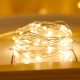 Гірлянда мідний дріт (краплі роси) WW WARM 50 Led 5 метрів працює від батарейок+USB (тепле біле світло)