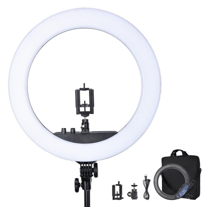 Кільцева LED лампа RL-18 II 45см 55Вт USB WiFi Bluetooth + кріплення для телефону та фотоапарата, пульт, сумка