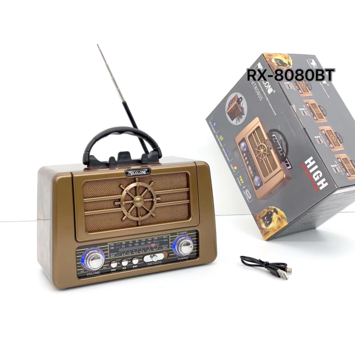 Радіоприймач акумуляторний Golon RX-BT8080 Bluetooth/USB із сонячною панеллю