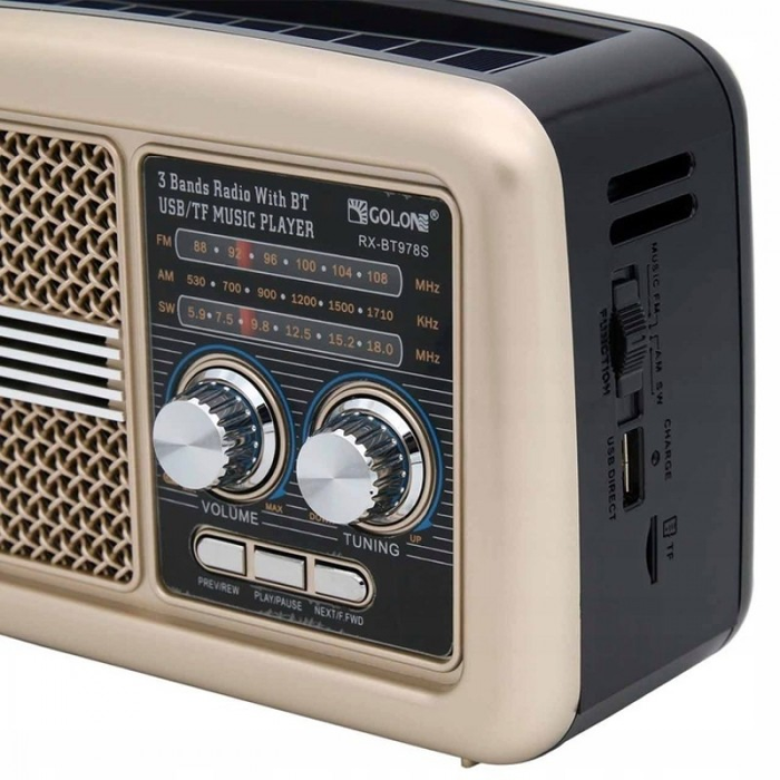 Радиоприемник с солнечной панелью GOLON RX-BT978S solar MP3 USB портативная колонка