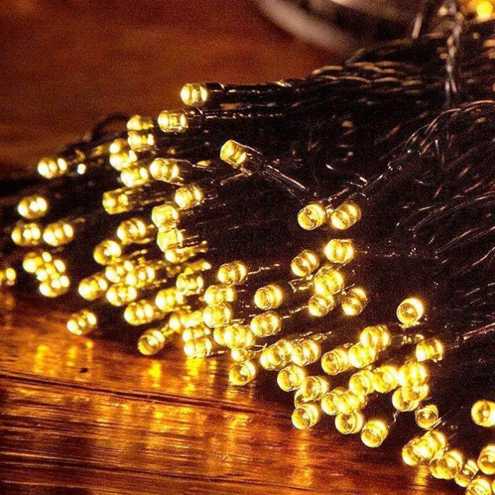 Гірлянда вулична для дерев та веранд SF-12 тепле біле світло з сонячною панеллю 11 метрів