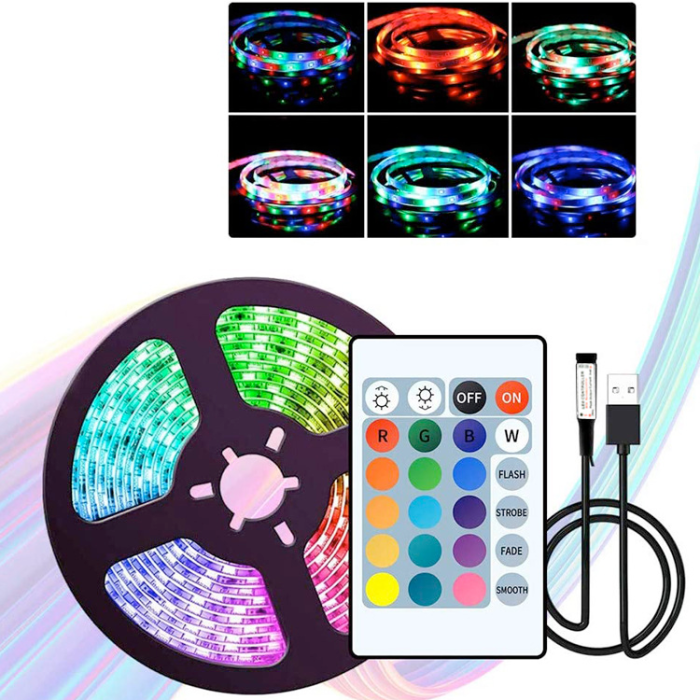 Светодиодная лента LED RGB USB APP SF-20, самоклеящаяся, 5 м, с пультом ДУ, на 300 диодов