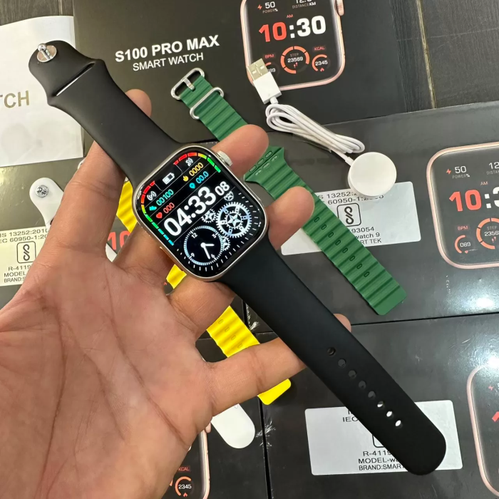 Наручные смарт-часы Smart S100 PRO MAX + 4 ремешка в комплекте
