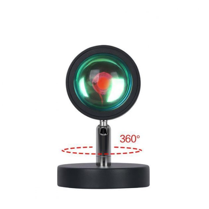 Проекционная LED лампа для селфи эффект солнца (16 см) RGB Sunset Lamp PC атмосферный светильник-ночник