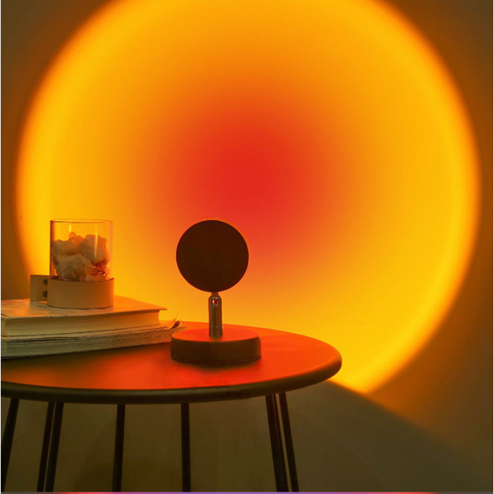 Проекционная LED лампа для селфи эффект солнца (16 см) RGB Sunset Lamp PC атмосферный светильник-ночник