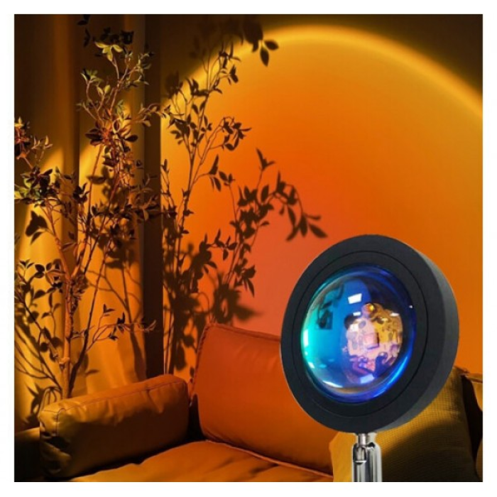 Проекционная LED лампа для селфи эффект солнца (16 см) RGB Sunset Lamp PC атмосферный светильник-ночник