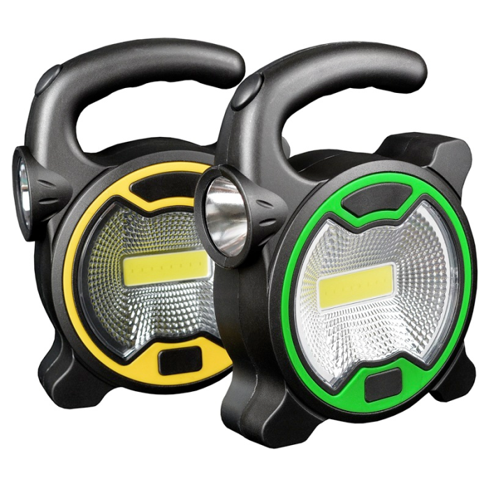 Фонарь ручной для кемпинга T-915 на батарейках, 2 режима (3W COB + 1W LED)