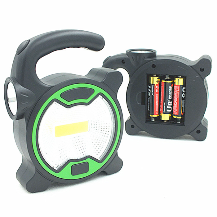 Фонарь ручной для кемпинга T-915 на батарейках, 2 режима (3W COB + 1W LED)