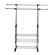 Вешалка-стойка двойная телескопическая для одежды Triple Stand Hanger 3 полки для обуви 160х80х38см