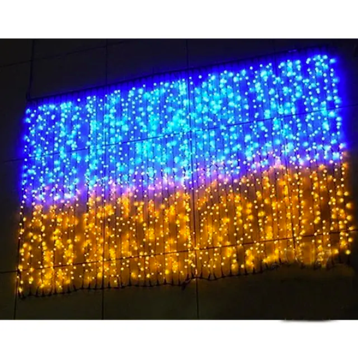 Гірлянда штора водоспад "Прапор України" 3,0Х2,0м 320 LED USB гірлянда патріотична жовто-блакитна
