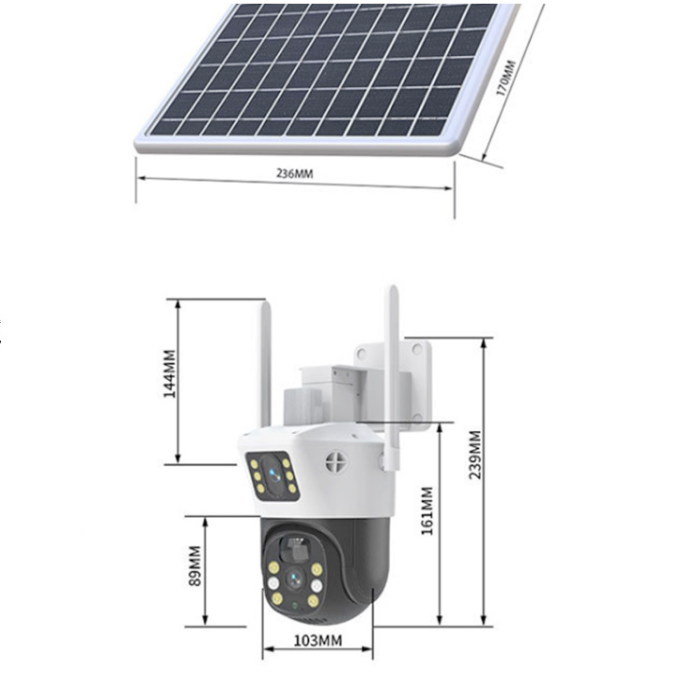 Уличная камера видеонаблюдения IP с удаленным доступом V36-4G SOLAR 8.0Мп с солнечной панелью