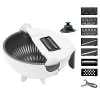 Багатофункціональна терка-овочерізка з контейнером Wet Basket Vegetable Cutter 9в1 овочерізка мультислайсер для овочів