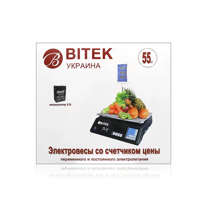 Весы электронные торговые до 55кг 6В со стойкой для торговых магазинов BITEK YZ-208+