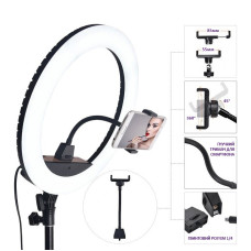 Кільцева світлодіодна лампа RING LIGHT ZB-R14 з 1 тримачем телефону + сумка, діаметр 35 см