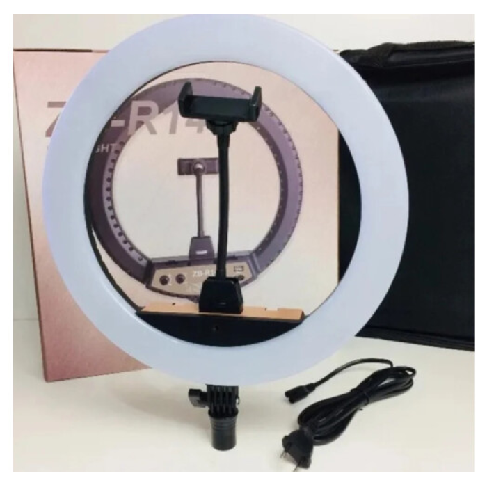 Кільцева світлодіодна лампа RING LIGHT ZB-R14 з 1 тримачем телефону + сумка, діаметр 35 см