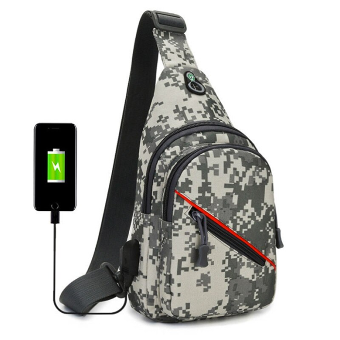 Сумка-слінг через плече чоловіча з USB-роз'ємом