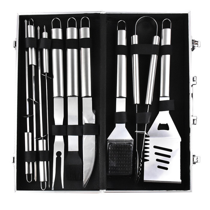 Набор для мангала BBQ Tools Set AL-10 в алюминиевом кейсе 43х21х8см