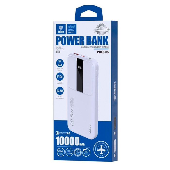 Розумний Powerbank Inkax PBQ-06 10000 mAh 22,5 W зі швидкою зарядкою 3 шнури та циферблатом 2 виходи