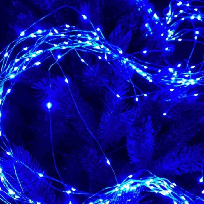 Гірлянда мідний дріт кінський хвіст 600LED 17 Line B (3М) (Синій)