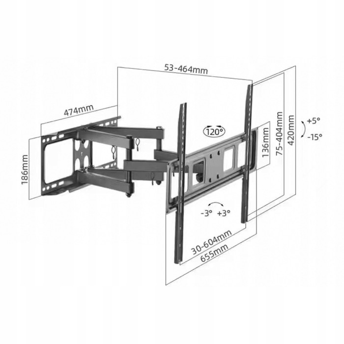 Кронштейн крепление для телевизора на стену 37"-80" L580