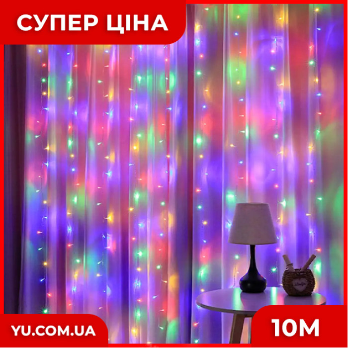 Вулична гірлянда LED-100L 3.3 Line M-1 білий дріт (10М) (Мультиколір)