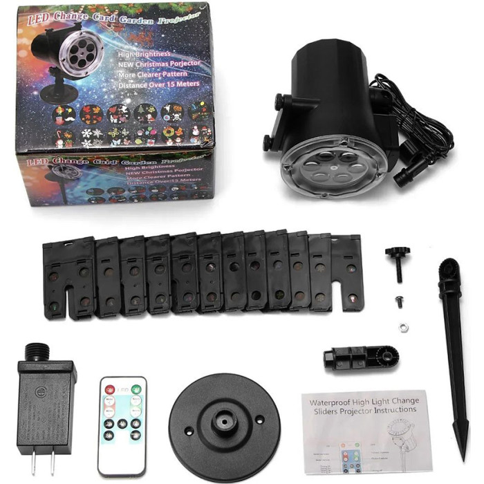 Уличный лазерный проектор Led Change Card Garden Projector 518 12 картриджей RGB изображений