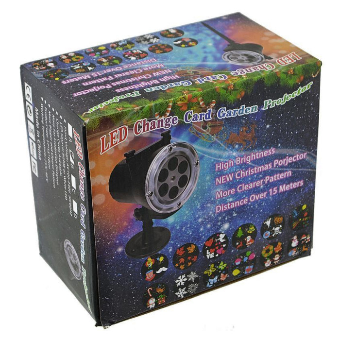 Уличный лазерный проектор Led Change Card Garden Projector 518 12 картриджей RGB изображений