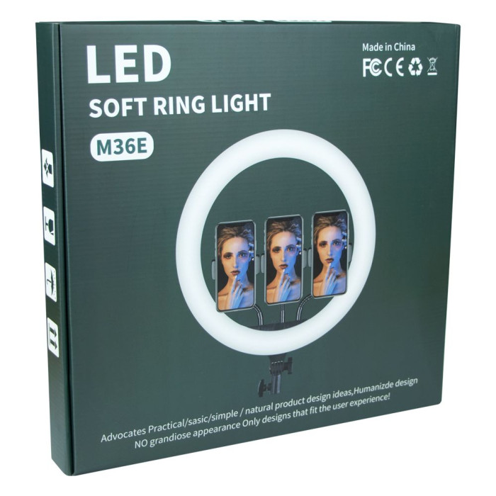 Кольцевая лампа Soft Ring Light M36E с 3 креплениями и пультом ДУ
