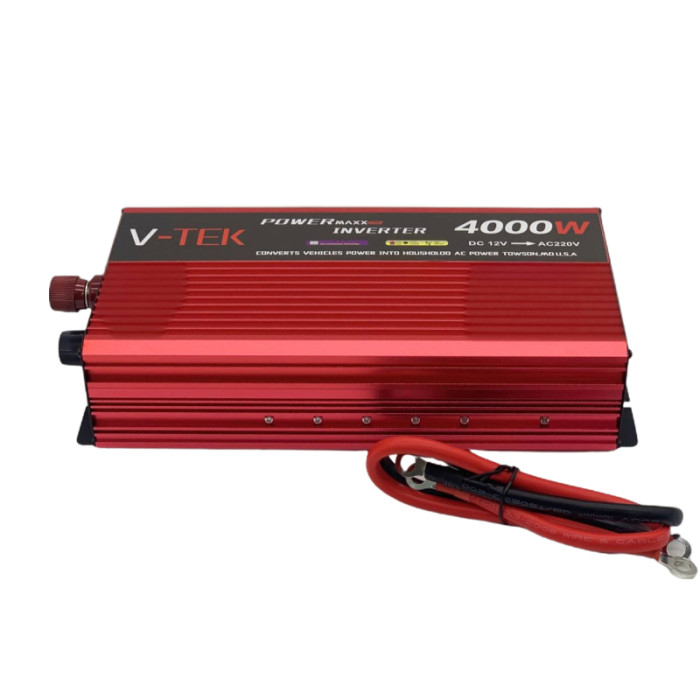 Перетворювач-інвертор V-Tek DC/AC 4000W 12V USB з екраном