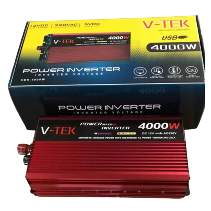 Перетворювач-інвертор V-Tek DC/AC 4000W 12V USB з екраном